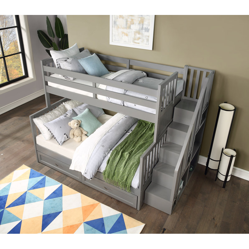 Harriet Bee Helman Twin Over Full Solid Wood Standard Bunk Bed with